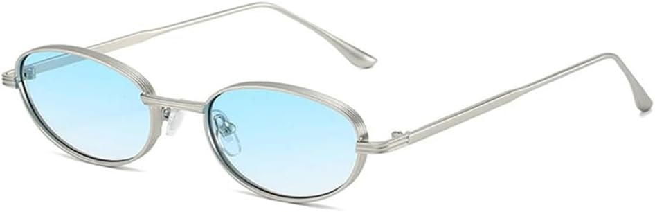 

Овальные металлические солнцезащитные очки для женщин с градиентной защитой UV400, для мужчин в стиле панк, для занятий спортом на открытом воздухе, бега и путешествий UYPTK, Silver Blue Gradient