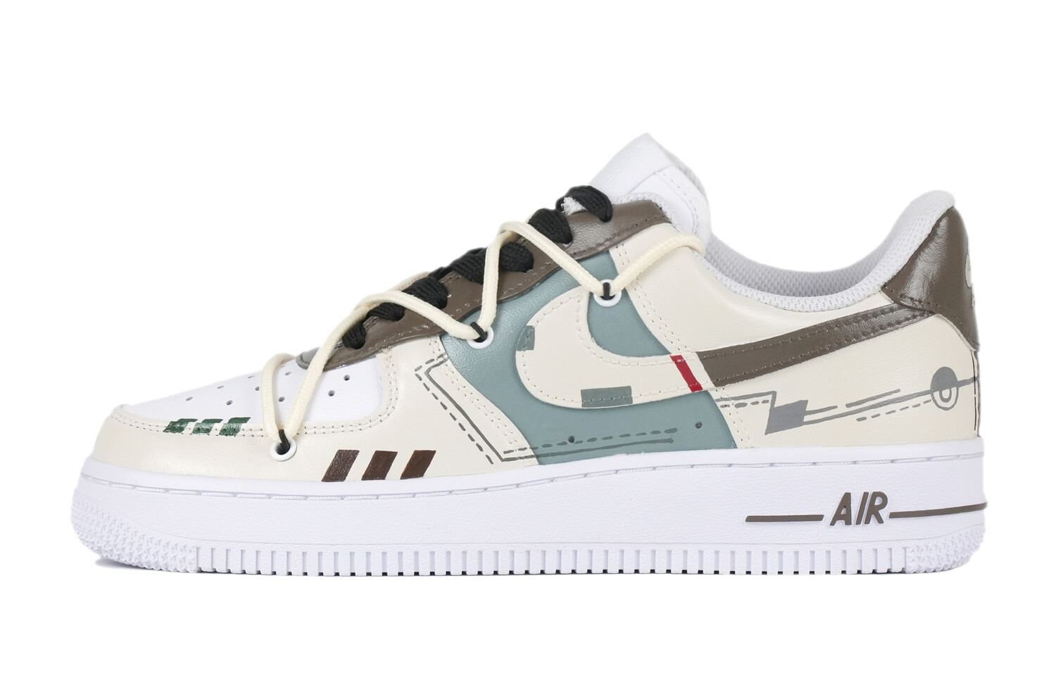 

Кроссовки Nike Air Force 1 Skateboarding Shoes Men Low-top Beige/brown/green, белый