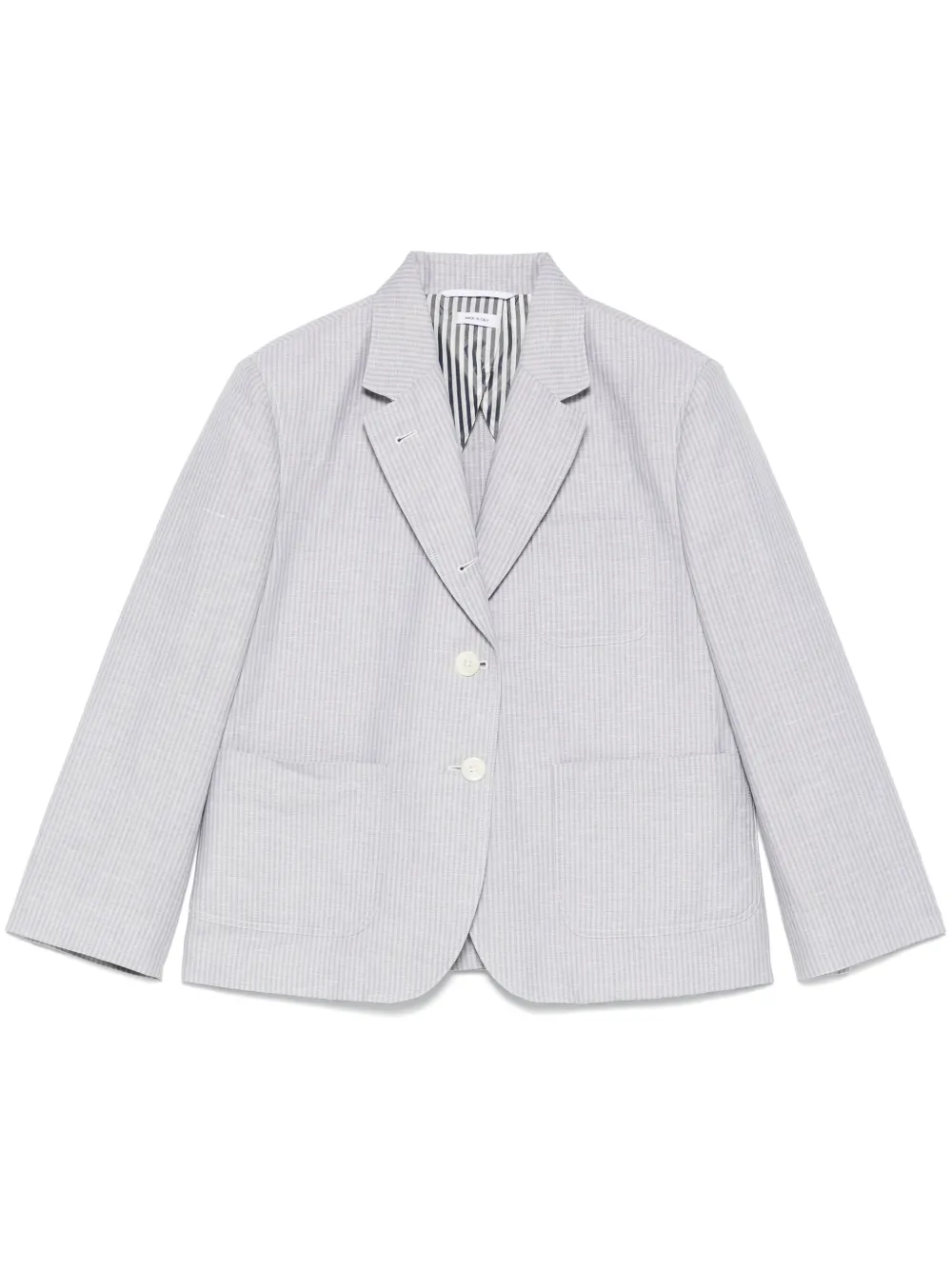 

Укороченный блейзер в полоску THOM BROWNE, серый