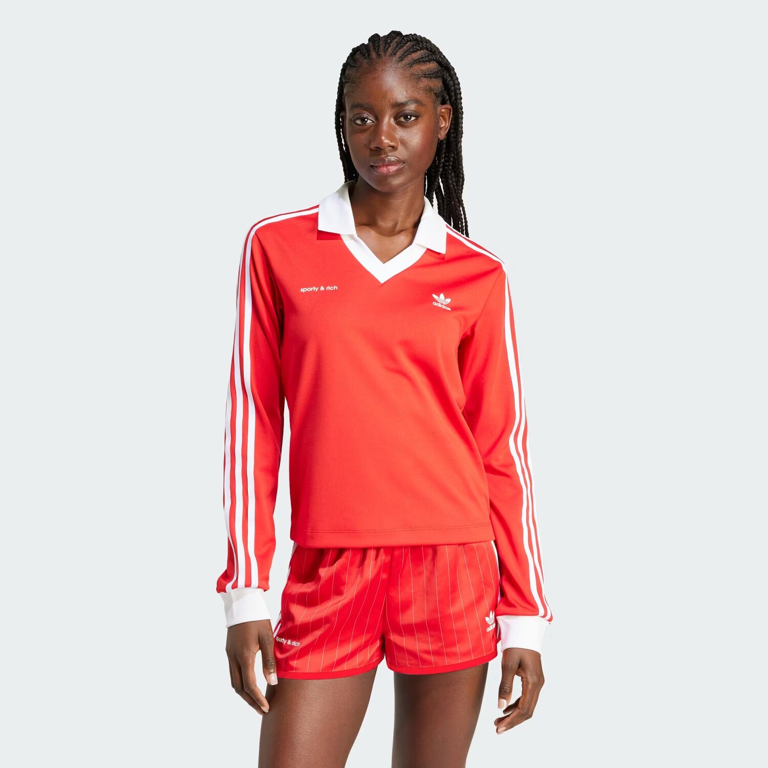 

Спортивная и богатая футбольная майка с длинными рукавами Adidas, цвет White/Collegiate Red