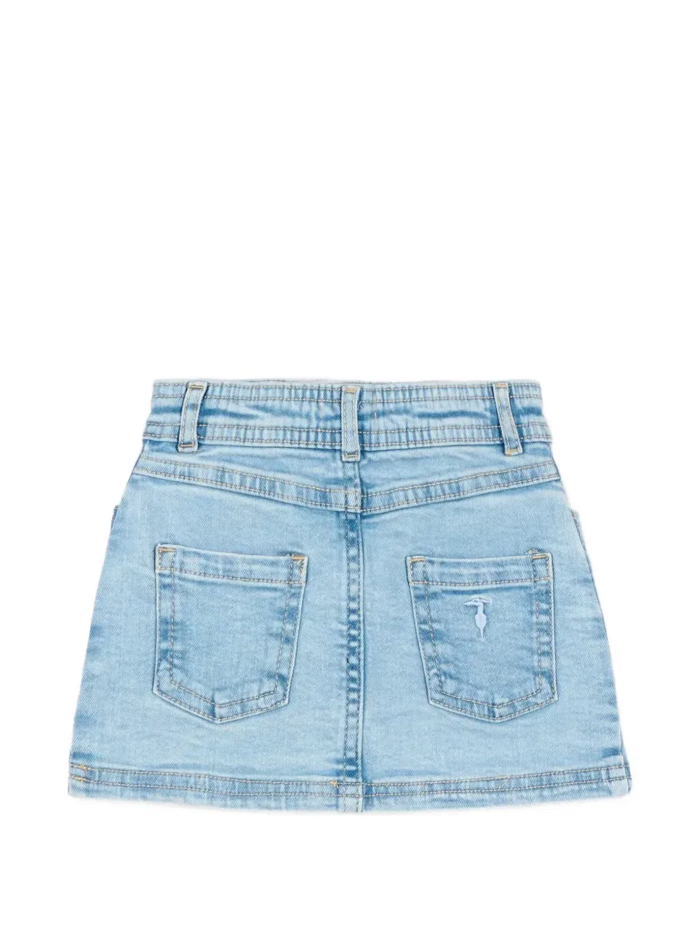 Джинсовая юбка с вышитым логотипом Trussardi Junior, синий — фото 2