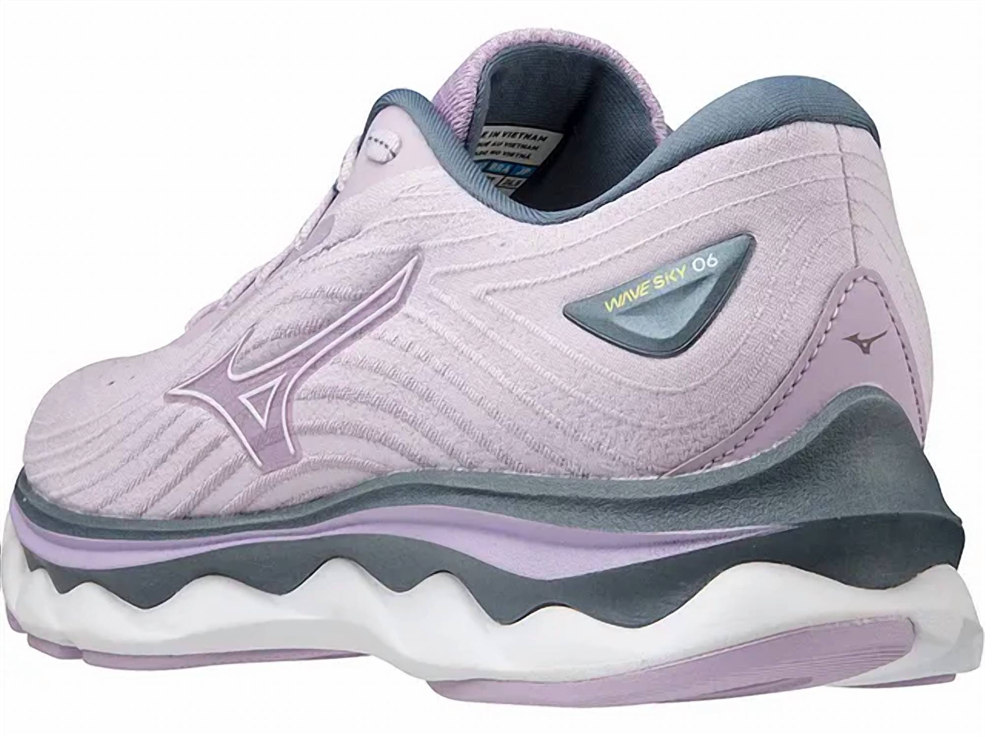Женские кроссовки Wave Sky 6 в пастельно-сиреневом/белом цвете MIZUNO — фото 4