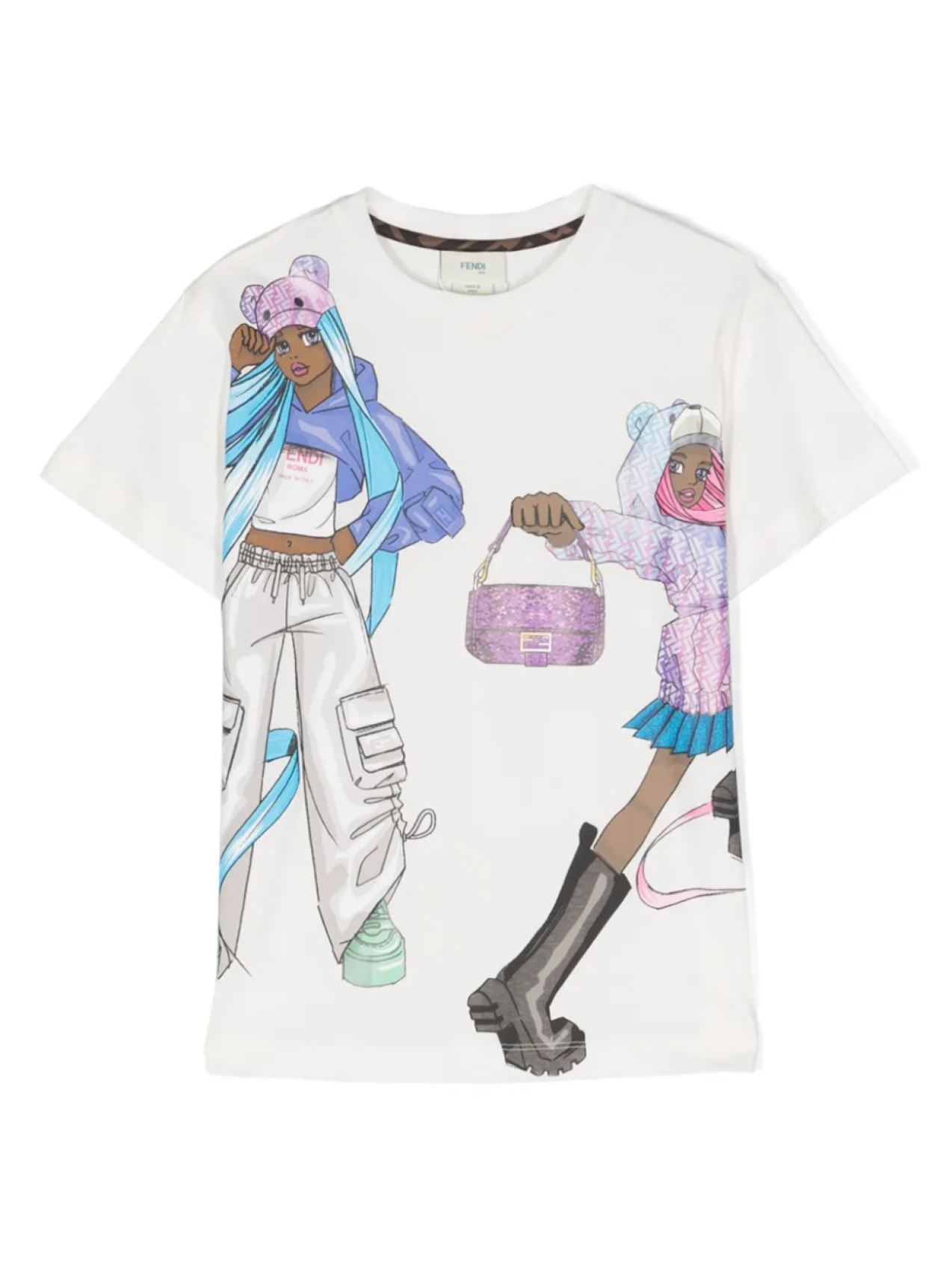 

Футболка с принтом Fendi Kids, белый