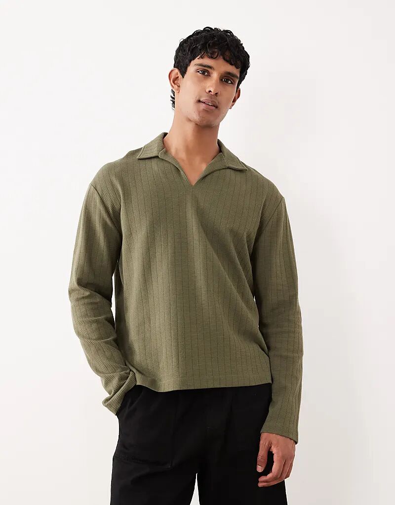 

Свободное поло с длинными рукавами ASOS DESIGN цвета хаки - KHAKI