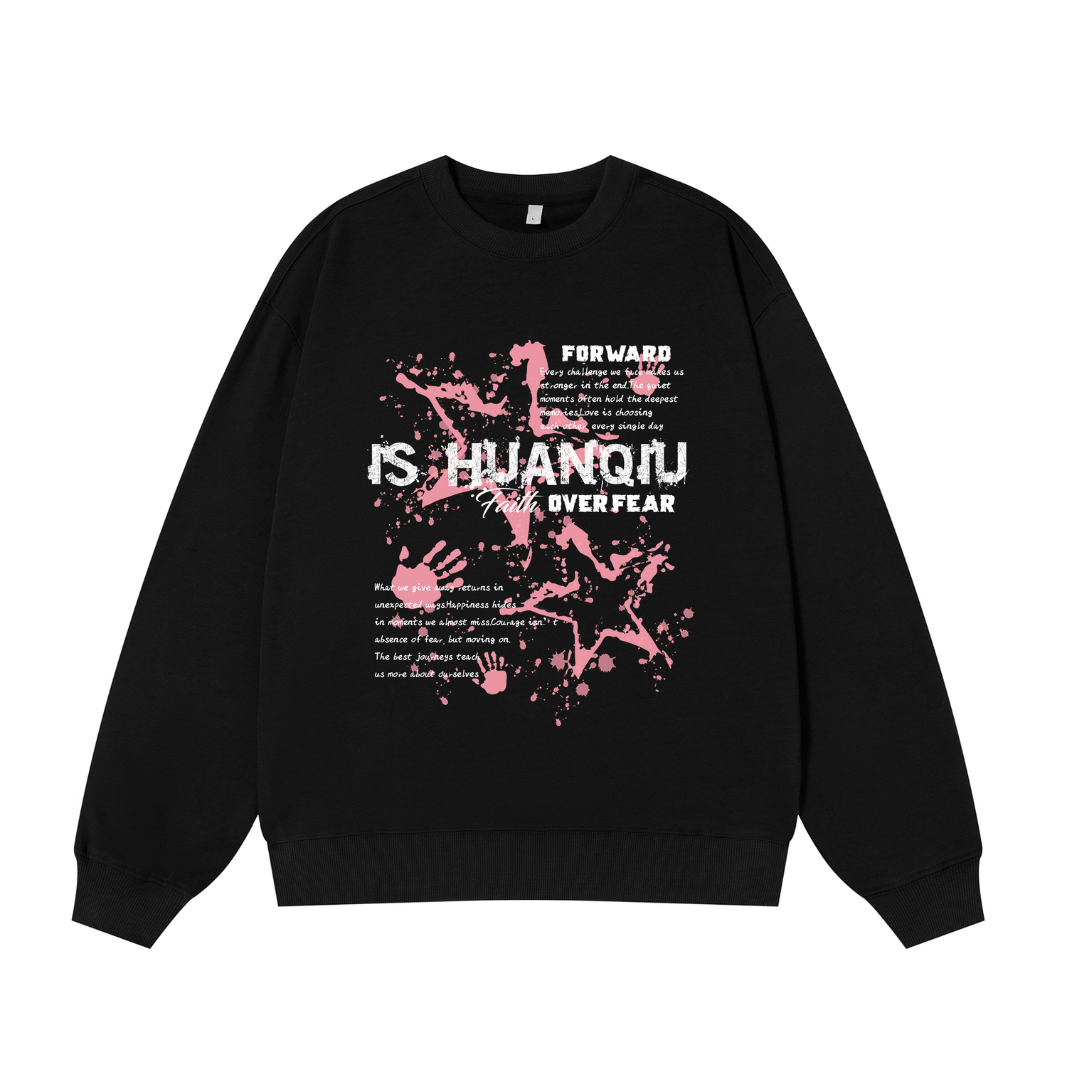 

Свитшот с круглым вырезом Unisex HUANQIU, черный (fleece-lined)