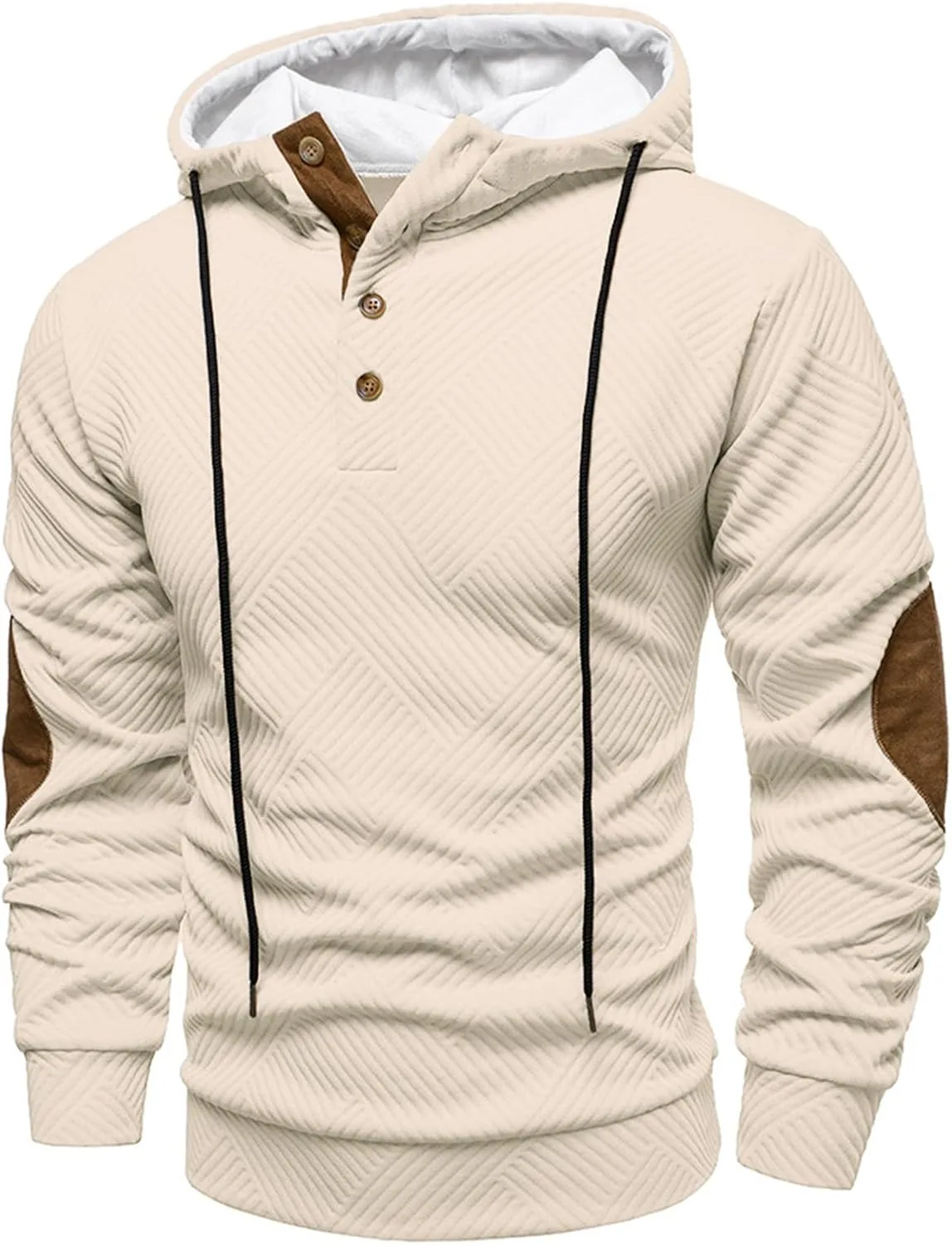 

Мужская толстовка с капюшоном на четверть пуговиц, длинный рукав, текстурированная evzosrz