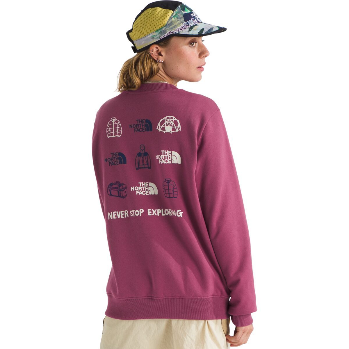 

Графический свитшот с круглым вырезом для улицы The North Face, цвет cyber berry