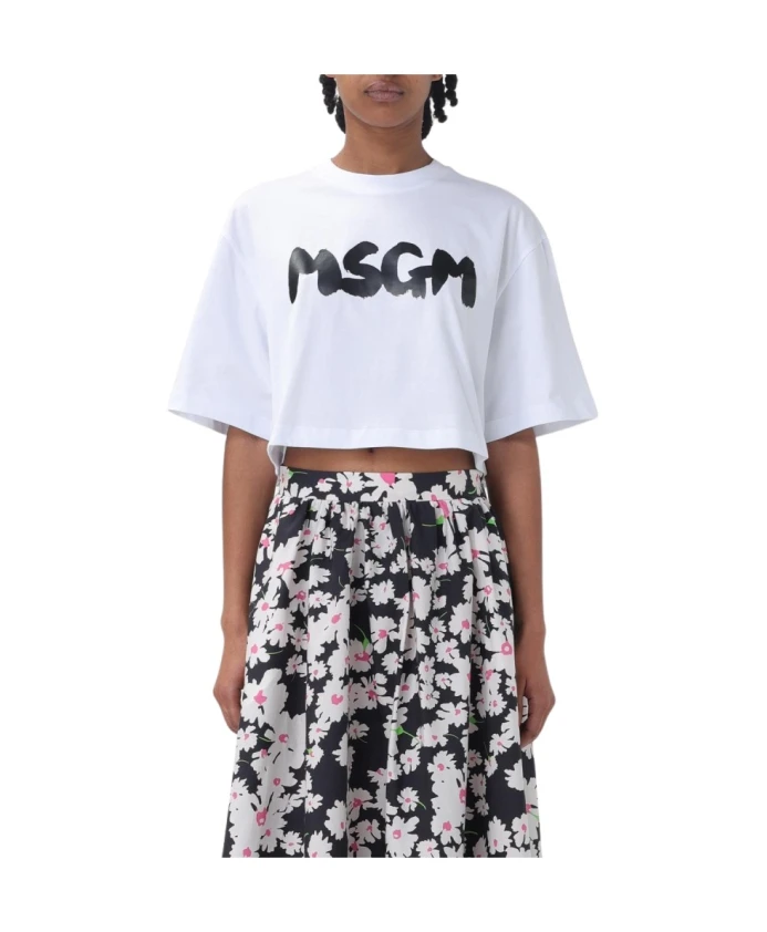

Белая хлопковая футболка для женщин Msgm, белый