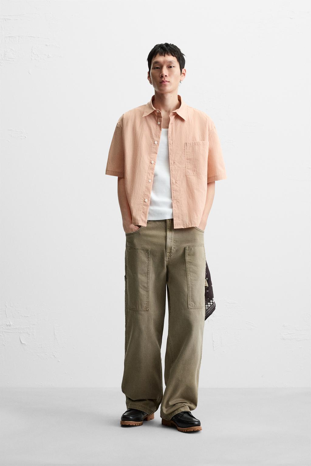 

Укороченная рубашка в полоску по фигуре ZARA, цвет Salmon