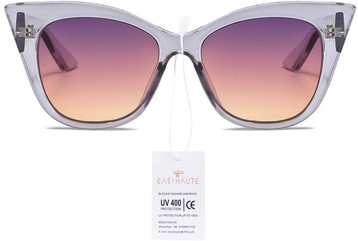 

Солнцезащитные очки EASYHAUTE «Кошачий глаз» для женщин, ретро-оправа «Кошачий глаз» — винтажные солнцезащитные очки 90-х с защитой UV400, стильные очки для небольшого лица, Grey/Purple Gradient Yellow
