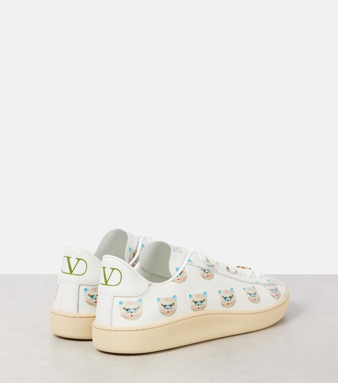 Кроссовки из кожи с принтом Royco VLogo Valentino Garavani, Bianco-Multicolor — фото 2