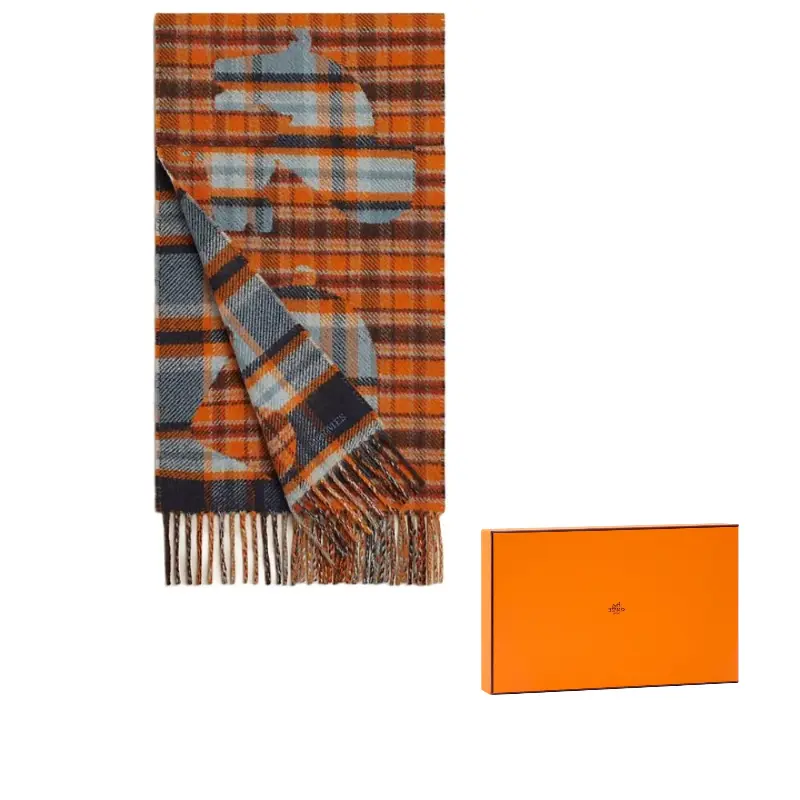 

Кашемировый вязаный шарф мужской разноцветный HERMES, мультиколор