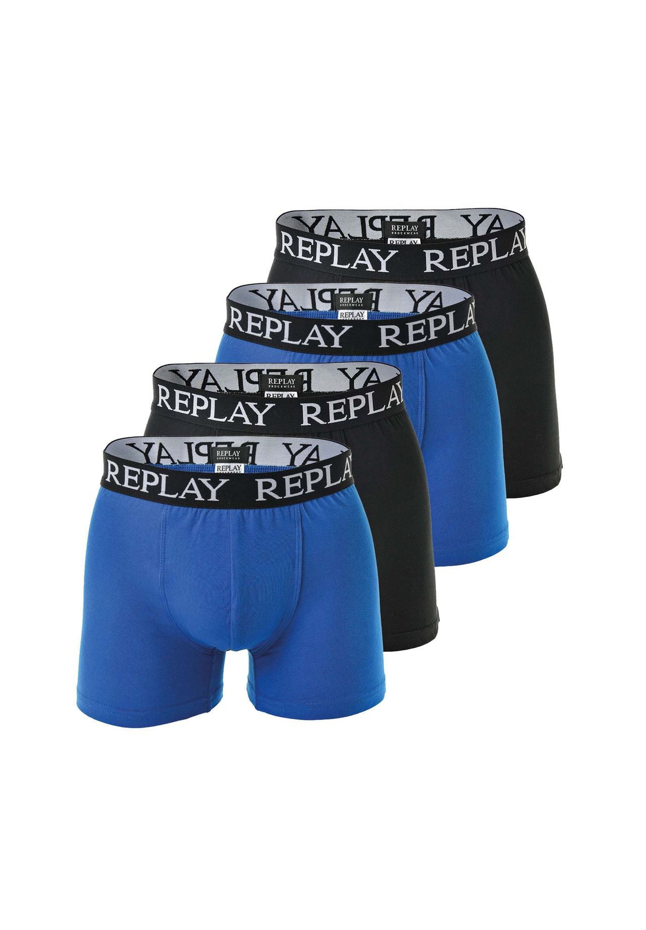 

Мужские боксеры, 4 шт в упаковке, хлопок стрейч REPLAY, цвет Blau/schwarz