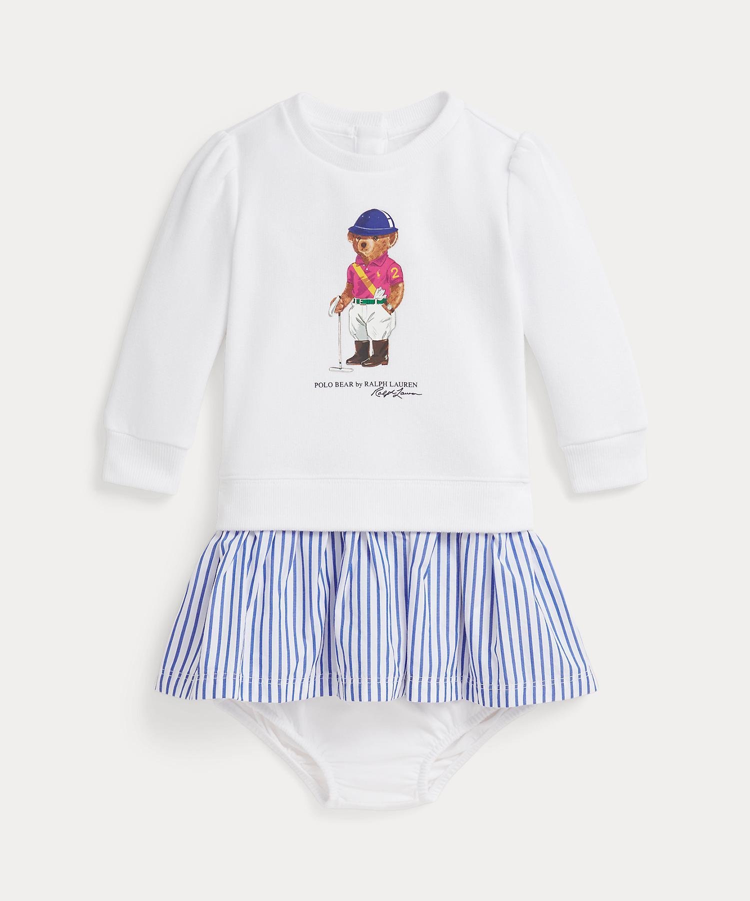 Детское флисовое платье и трусики Polo Bear. Polo Ralph Lauren, 100 White