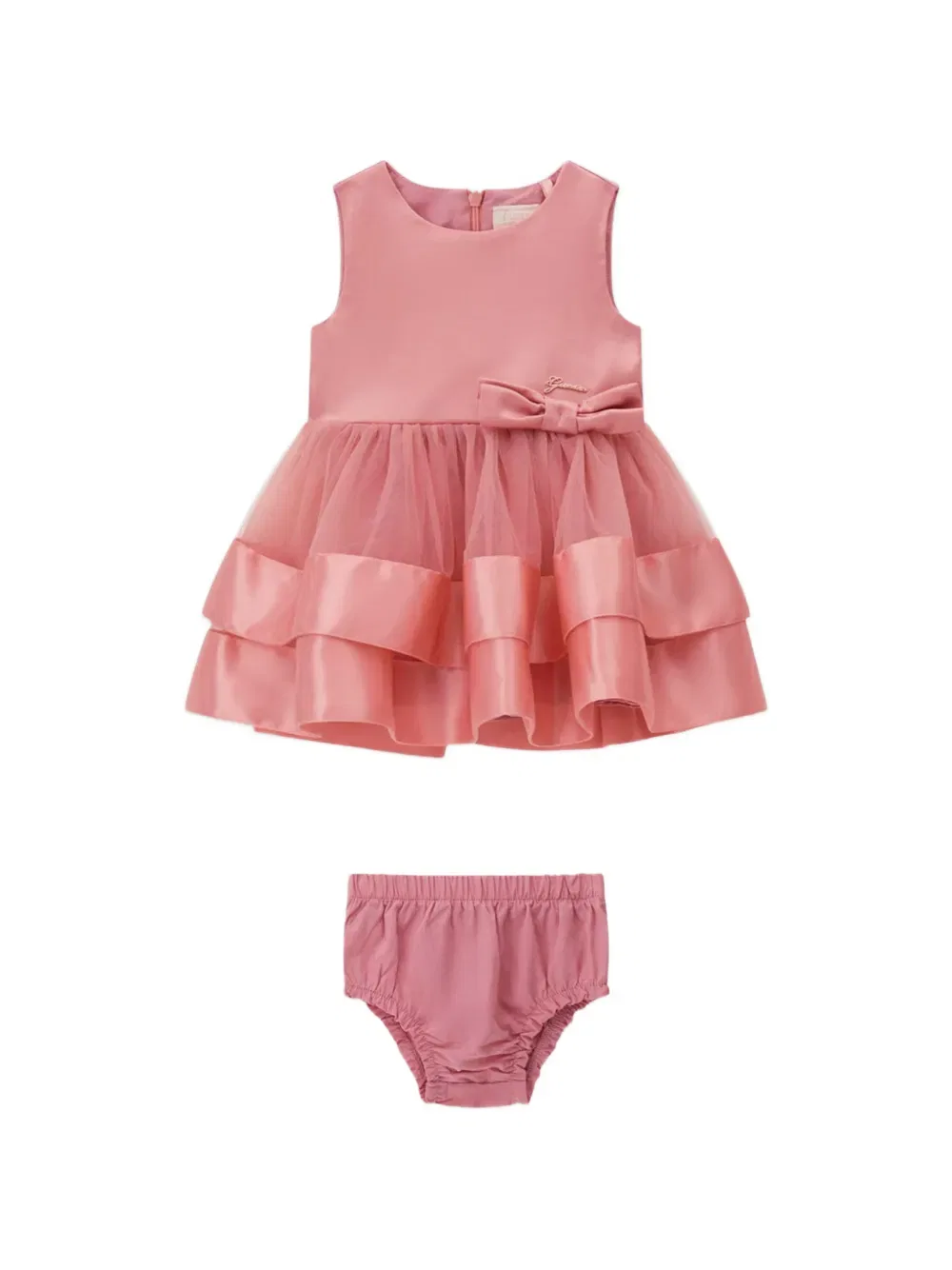 Многоярусное платье, украшенное бантом Guess Kids, розовый