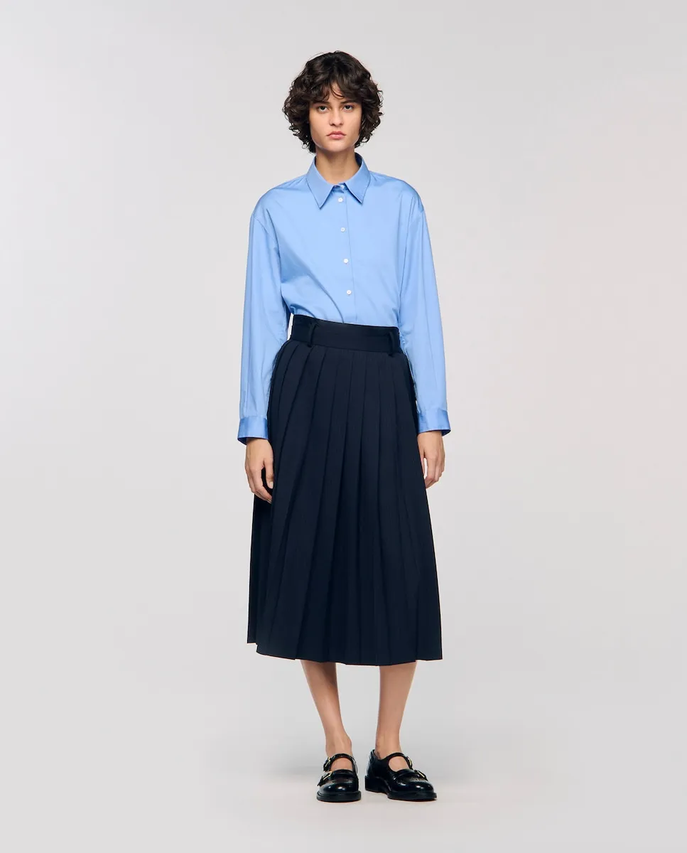 

Длинная плиссированная юбка Sandro, темно-синий