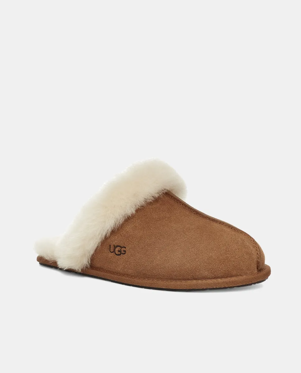 Женские тапочки Scuffette II с внутренней подкладкой и меховым воротником UGG, цвет Camel — фото 2