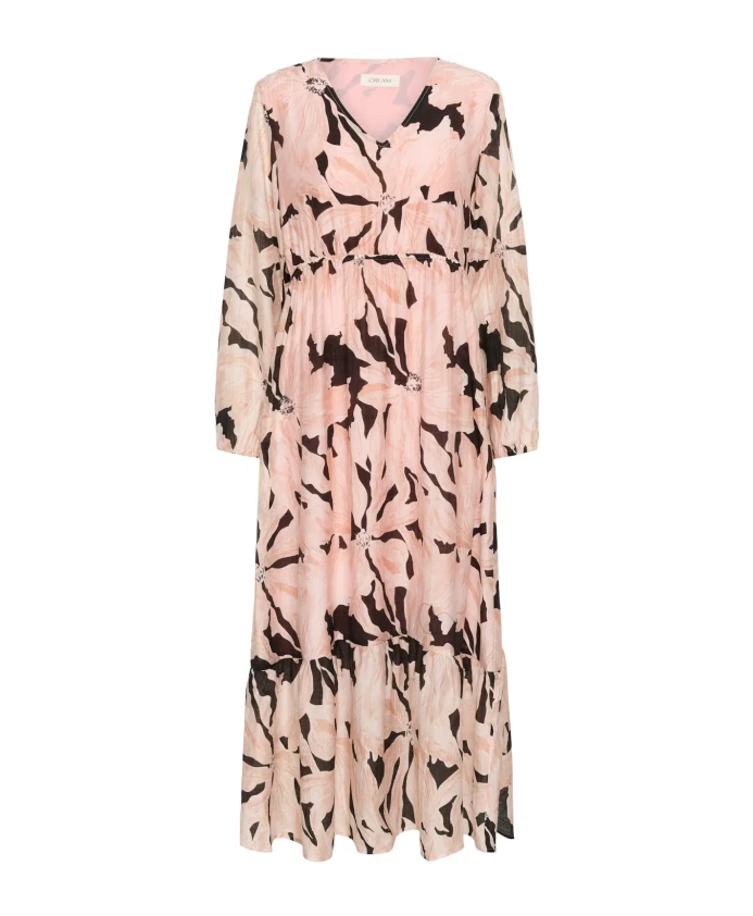 

Персиково-Черное платье с V-образным вырезом Cream, мультиколор