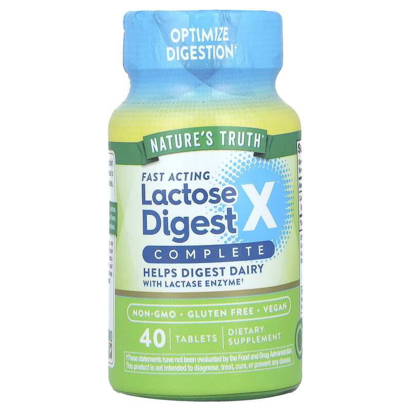 

Nature's Truth, Быстродействующий комплекс Lactose Digest X , 90 мг, 40 таблеток