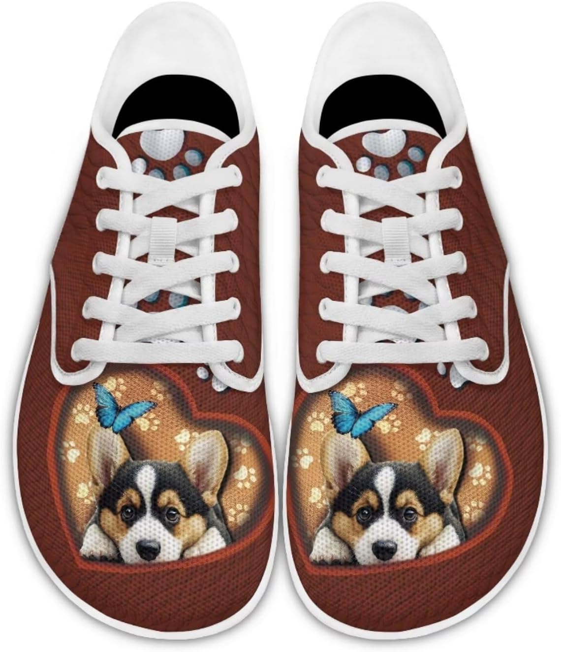 

Женские кроссовки для отдыха с собакой, танцевальные балетки, деловые лоферы, прогулочные кроссовки для ходьбы Ecaestolph, Corgi Dog Paw Butterfly Love Leather Design