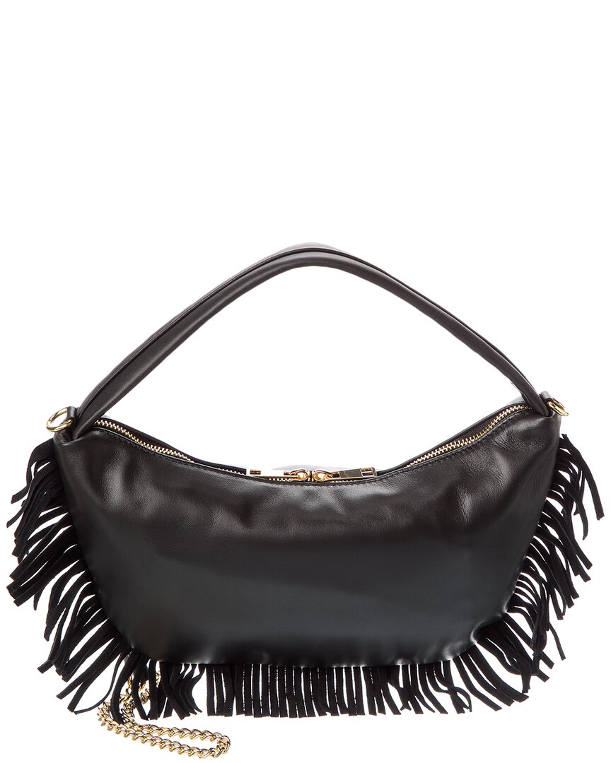 

Persaman New York Двухбахромчатая кожаная сумка через плечо, черный