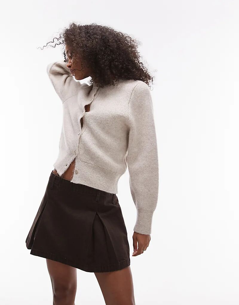 

Джинсовая мини-юбка со складками коричневого цвета Topshop