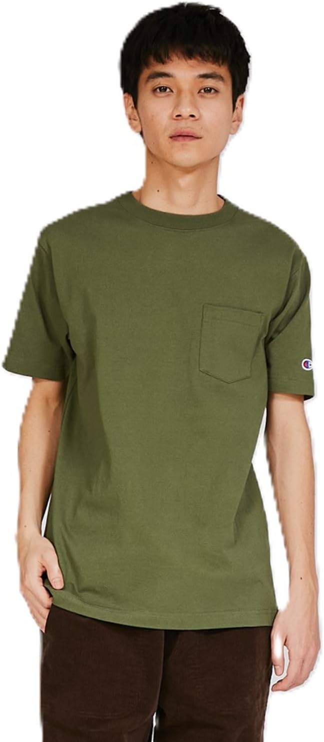 

Футболка Champion с коротким рукавом, круглый вырез, 100% хлопок, США, футболка с коротким рукавом и карманом, зеленый