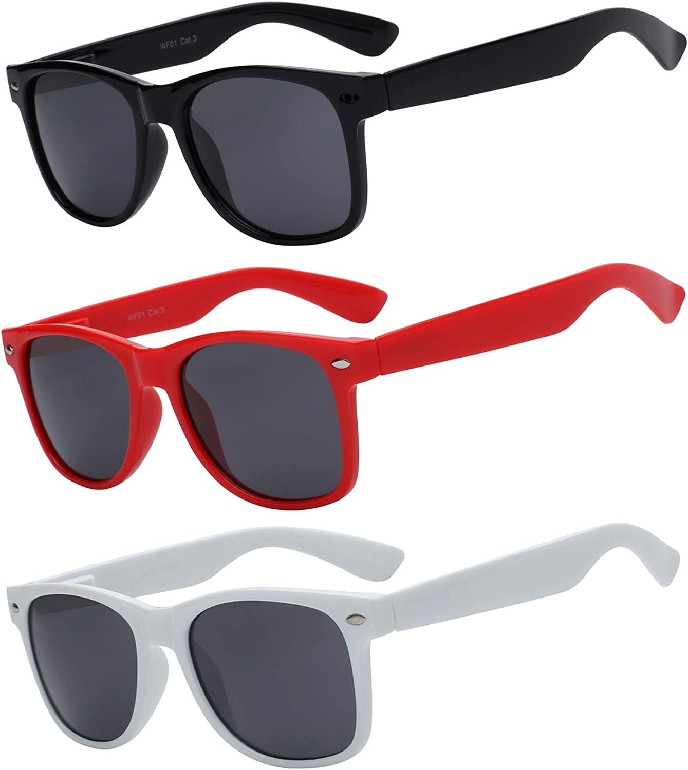 

OWL, набор из 3 солнцезащитных очков для женщин и мужчин, с защитой от УФ-излучения, ретро-линзы дымчатого цвета, модные и стильные женские очки в цветной пластиковой оправе, Black, Red, White