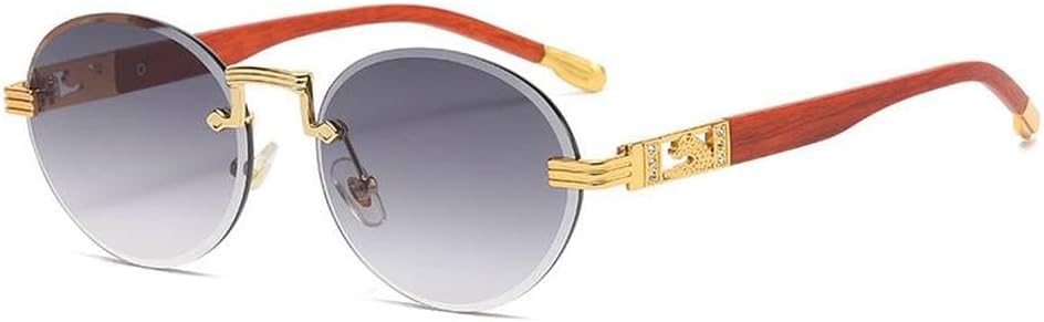 

Круглые панк-солнцезащитные очки без оправы для мужчин и женщин, роскошные солнцезащитные очки с леопардовым принтом, винтажные очки, защита от УФ-излучения UV400 LVTFCO, C2golddoublegray