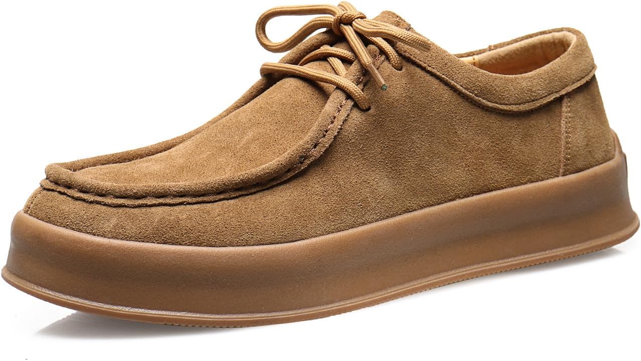 

Мужские замшевые кожаные туфли Santimon с шнуровкой, платформой, носок-мокасин, повседневные дерби, классические офисные деловые туфли, коричневый