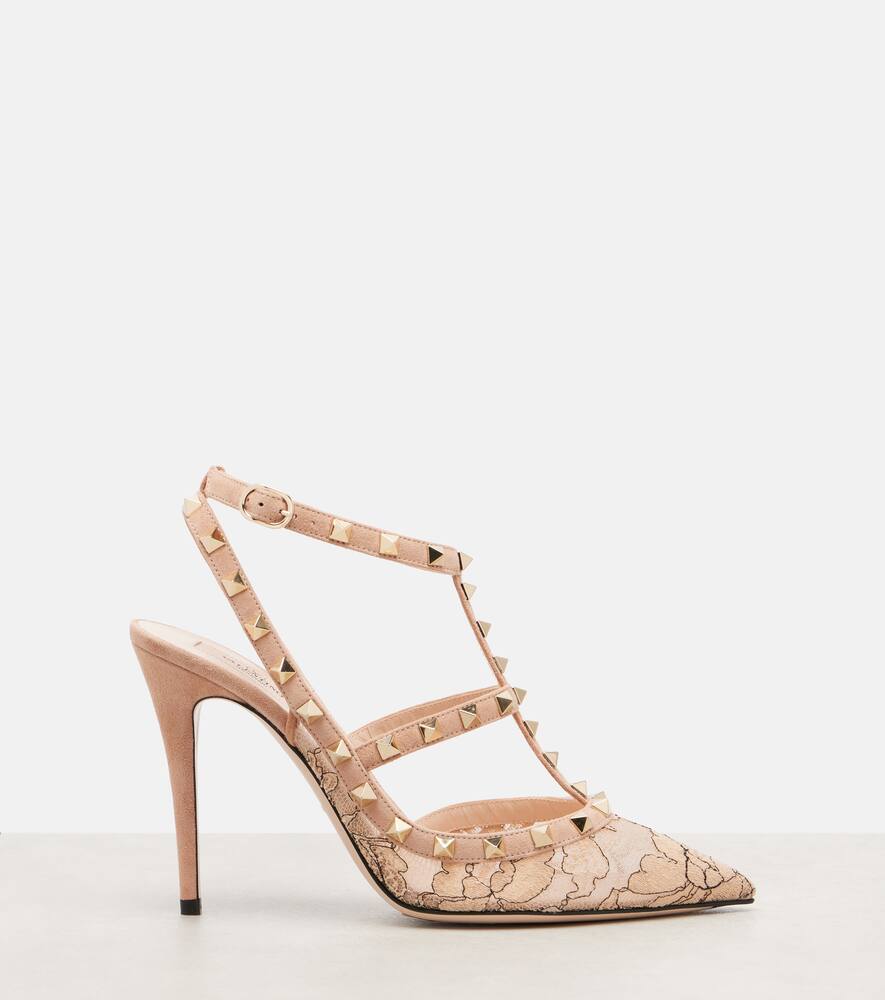 Туфли-лодочки Rockstud 100 из кожи со шнуровкой Valentino Garavani, Nero/Sorbet — фото 4