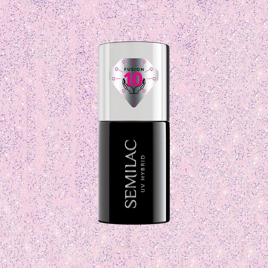 Semilac 806 Extend Care 5in1 Glitter Delicate Pink, 7 мл Hybrid, Colored Base Top Varnish — фото 2
