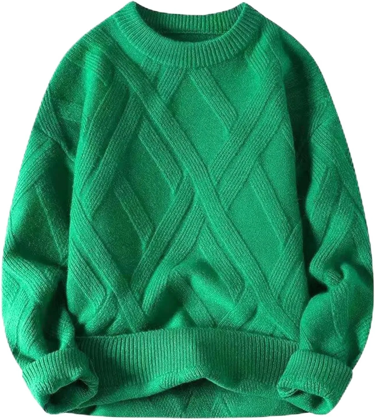 

Мужской оверсайз свитер с косой вязкой, длинный рукав, круглый вырез