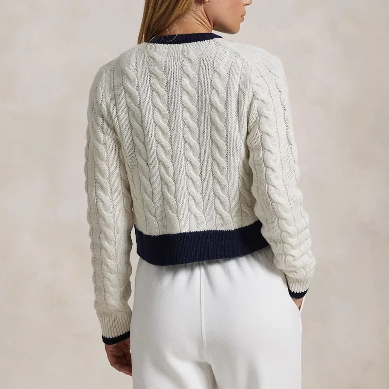 Кашемировый кардиган Polo Ralph Lauren, Blue White — фото 4