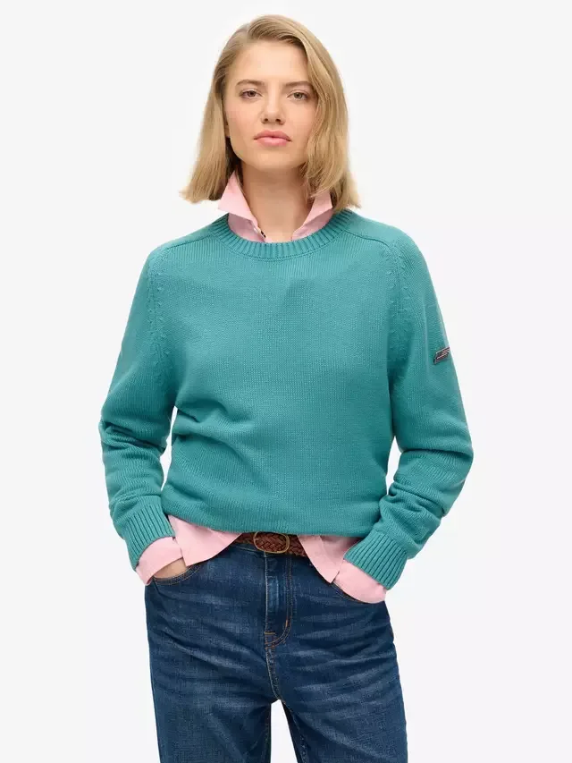 Свободная вязаная толстовка с круглым вырезом, бирюзового цвета Superdry