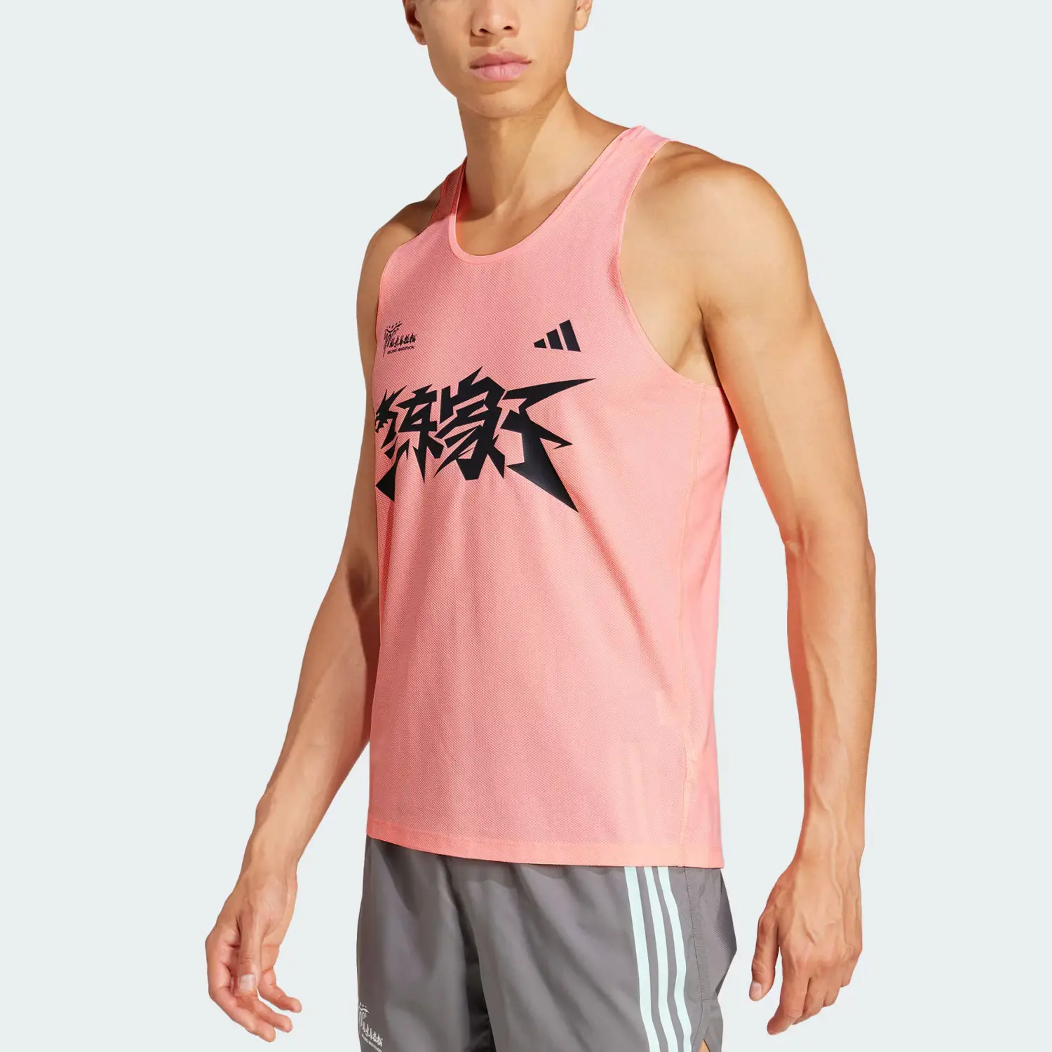 Футболка майка мужская розовая/серебристо-серая Adidas — фото 3