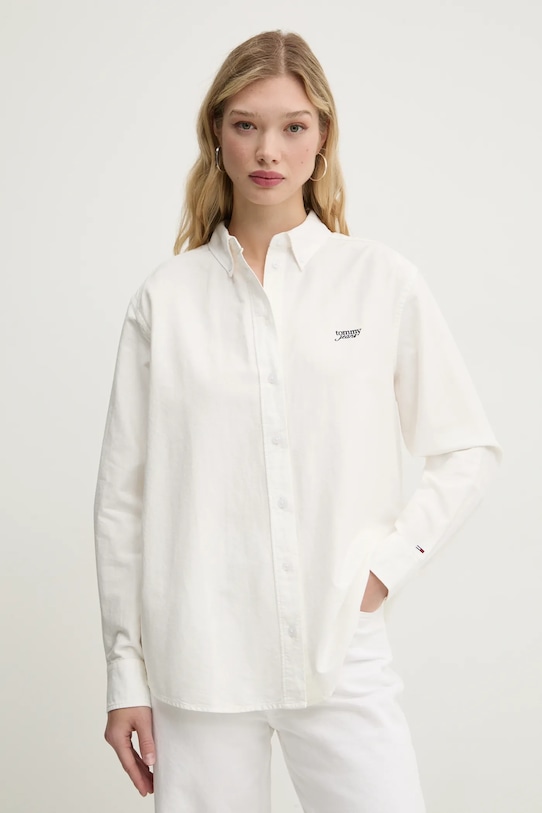 

Хлопковая рубашка Tommy Jeans, бежевый