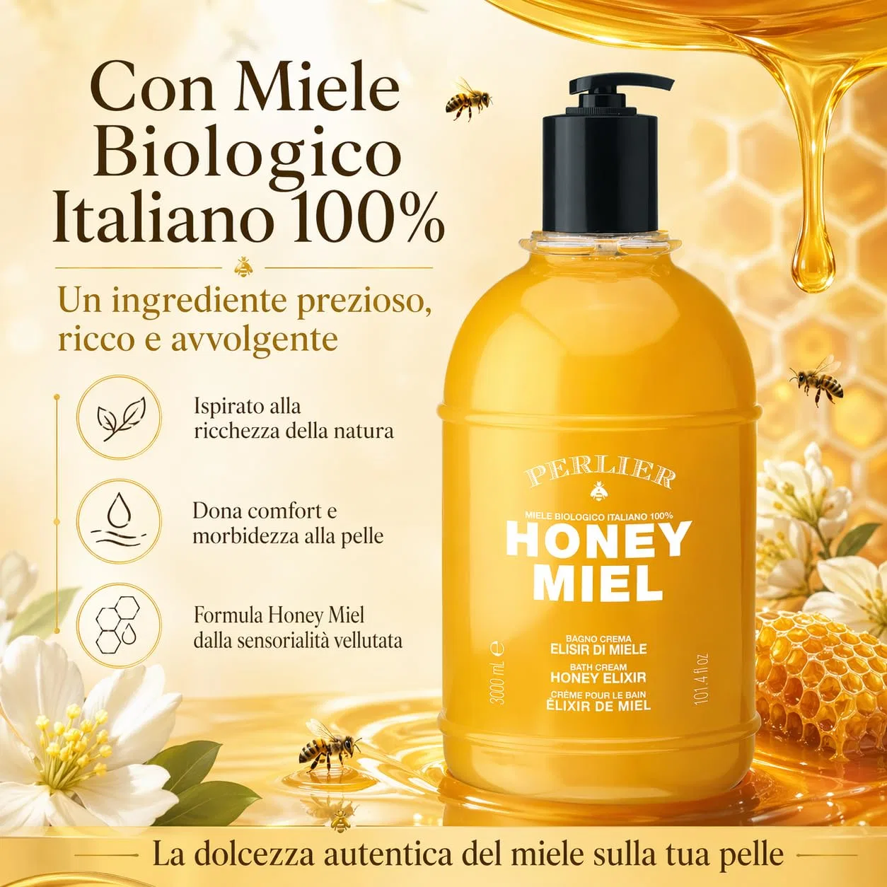 Крем-ванна «Honey Miel» с органическим медом от Perlier, 3000 мл Perlier — фото 4
