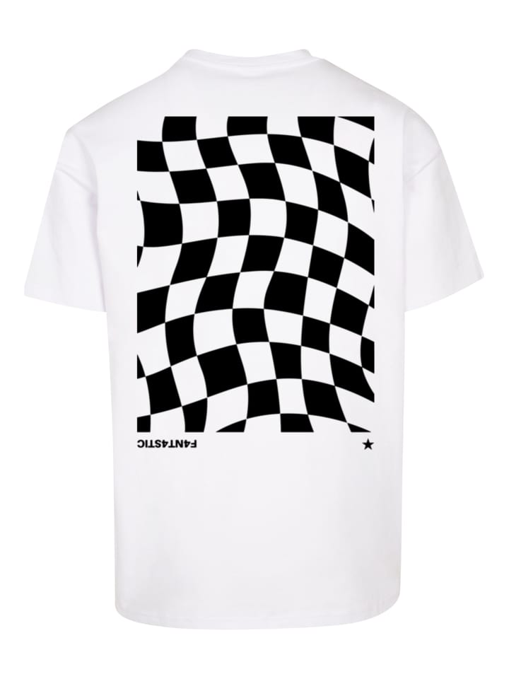 

Плотная футболка oversize с волнистым клетчатым узором белого цвета F4NT4STIC, Белый, Плотная футболка oversize с волнистым клетчатым узором белого цвета F4NT4STIC