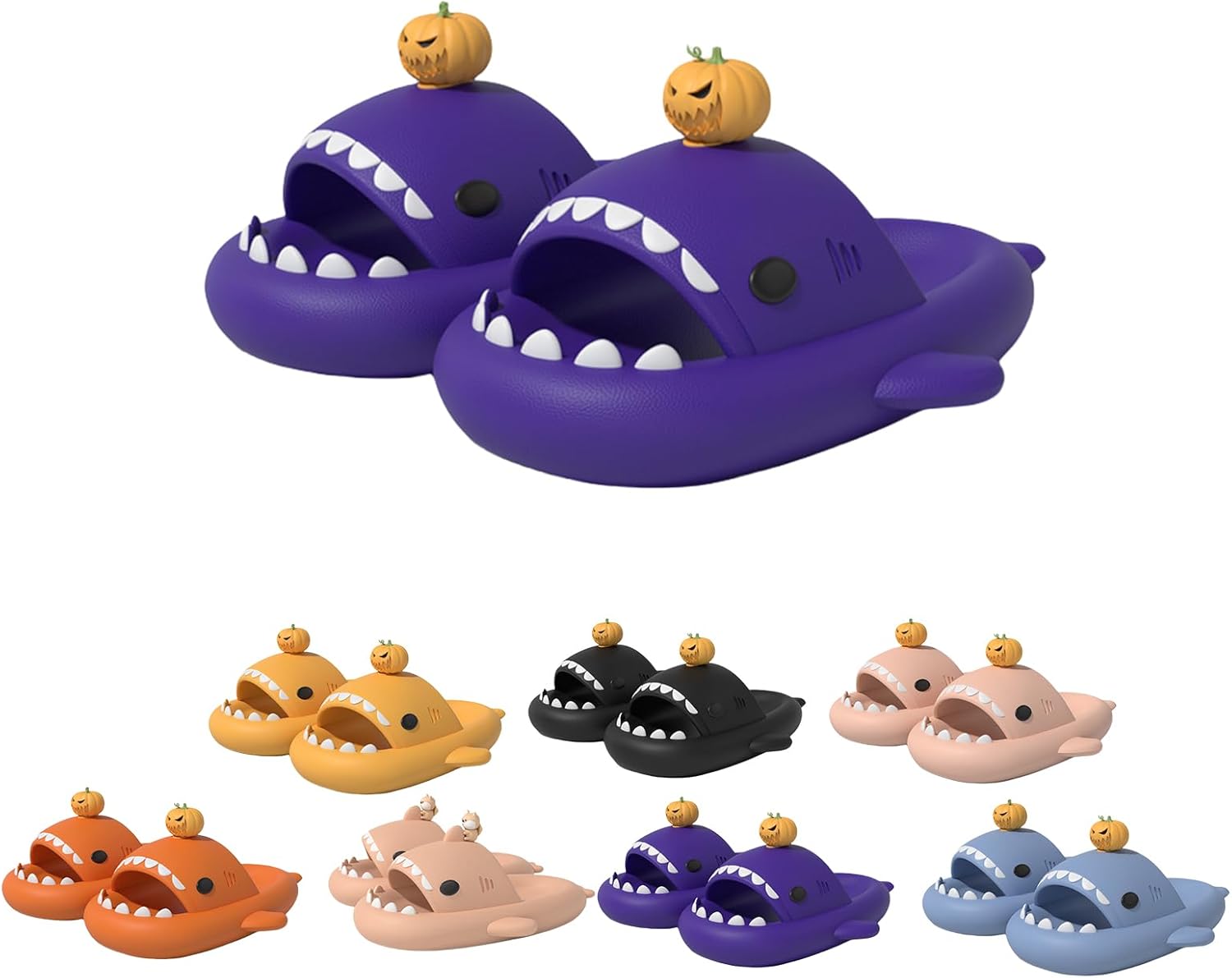 

Шлепанцы с изображением акулы, рождественские шлепанцы с акулой, шлепанцы с акулой на Хэллоуин, мультяшные нескользящие шлепанцы с толстой подошвой для женщин и мужчин Generic, фиолетовый