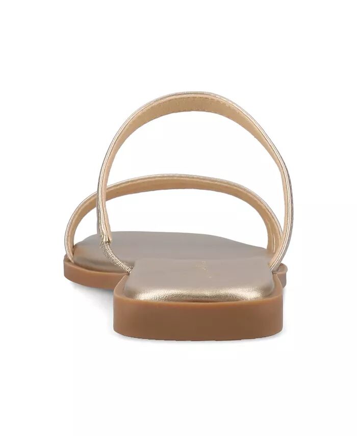 Женские сандалии Brisa Multi Strap Slip On Flat Journee Collection, коричневый/бежевый — фото 3