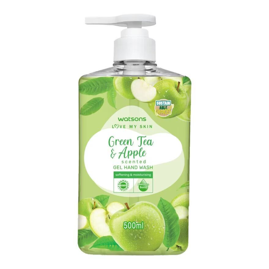 

Watsons Гель для мытья рук Love My Skin с ароматом зеленого чая и яблока, 500 мл, Green