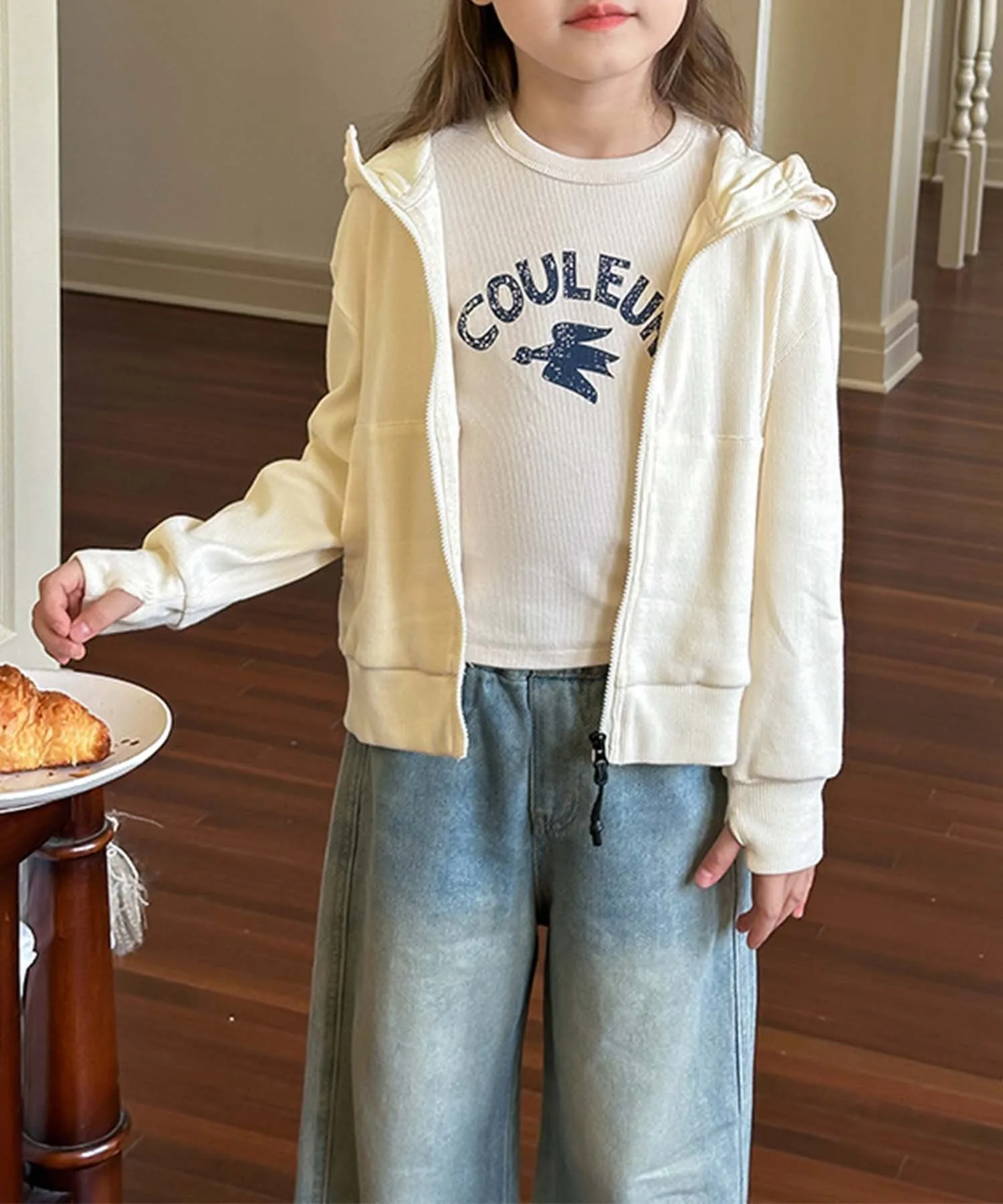 Толстовка на молнии Aimoha Kids, off white — фото 2