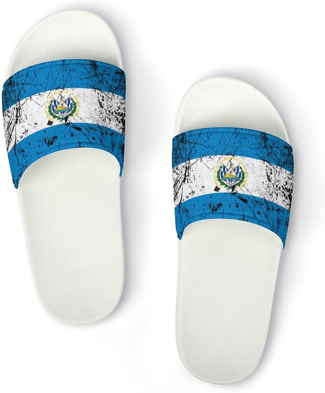 

Тапочки для душа с текстурой гранж и флагом Сальвадора GTABVECT, внутри дома, быстро сохнущие, противоскользящие, для ванной или бассейна, мужские и женские, ПВХ, белый