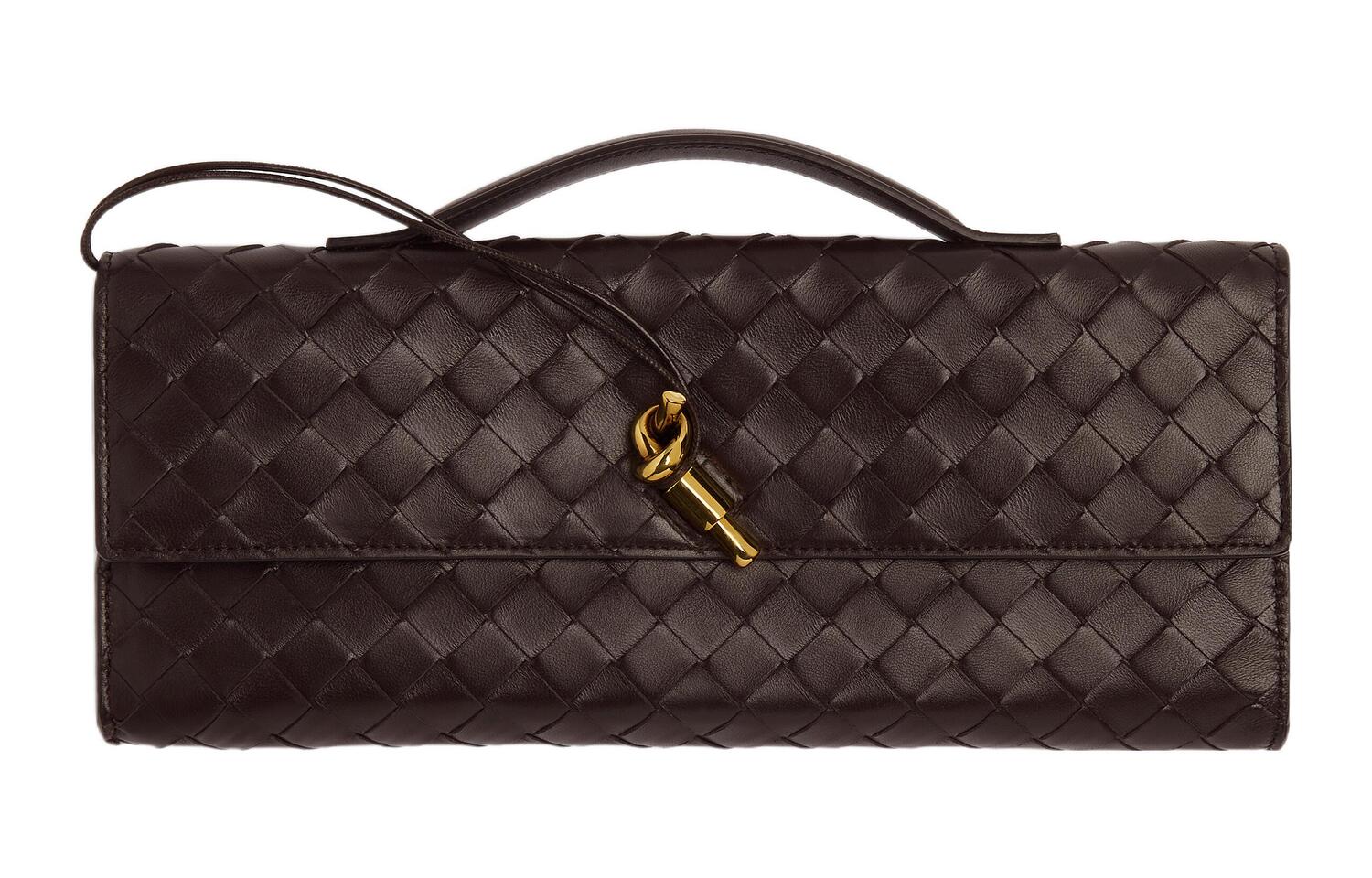 

Bottega Veneta Клатч Andiamo Series из овчины женский темно-коричневый