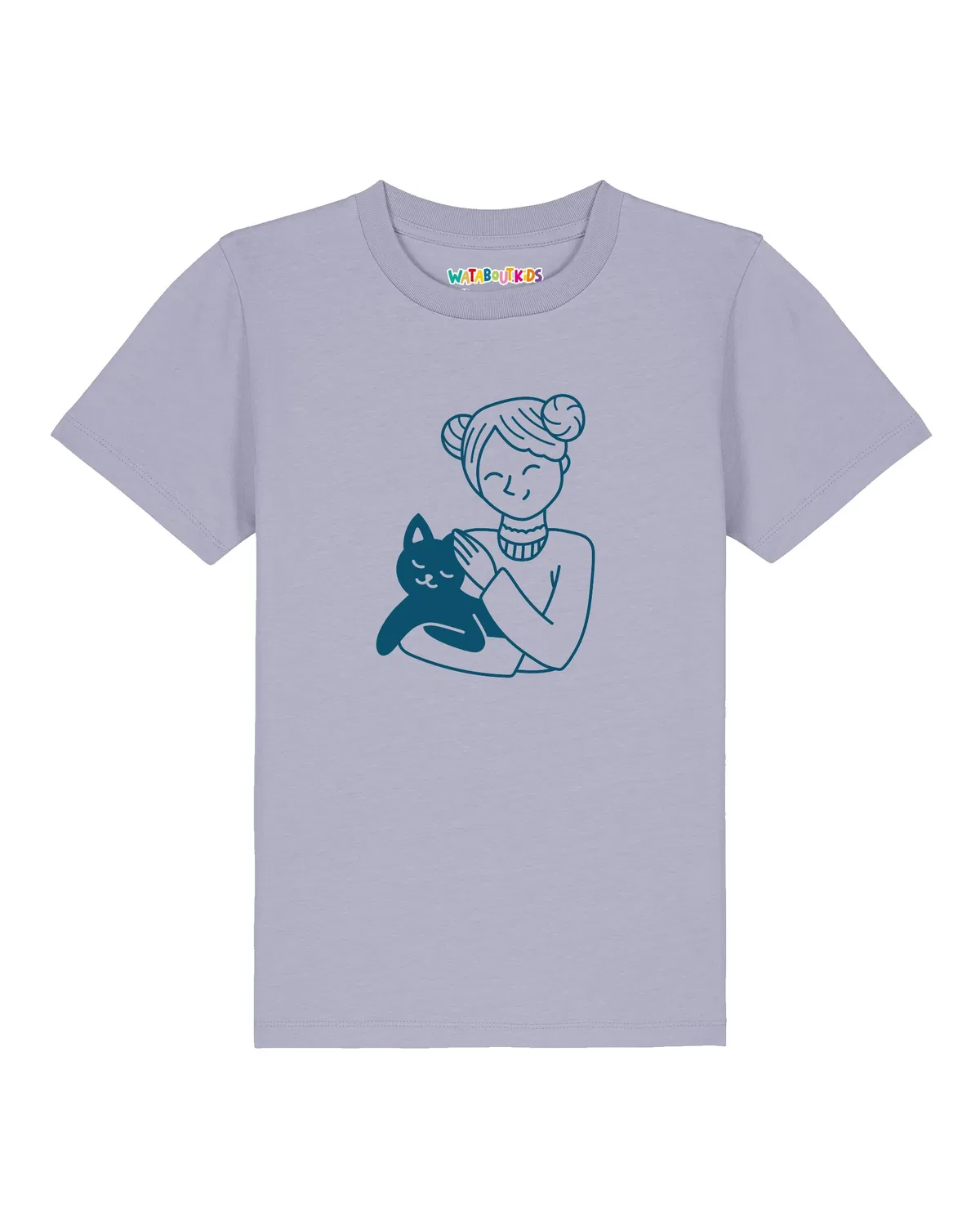 Футболка детская с кошкой Wat? Apparel, лавандовый — фото 2
