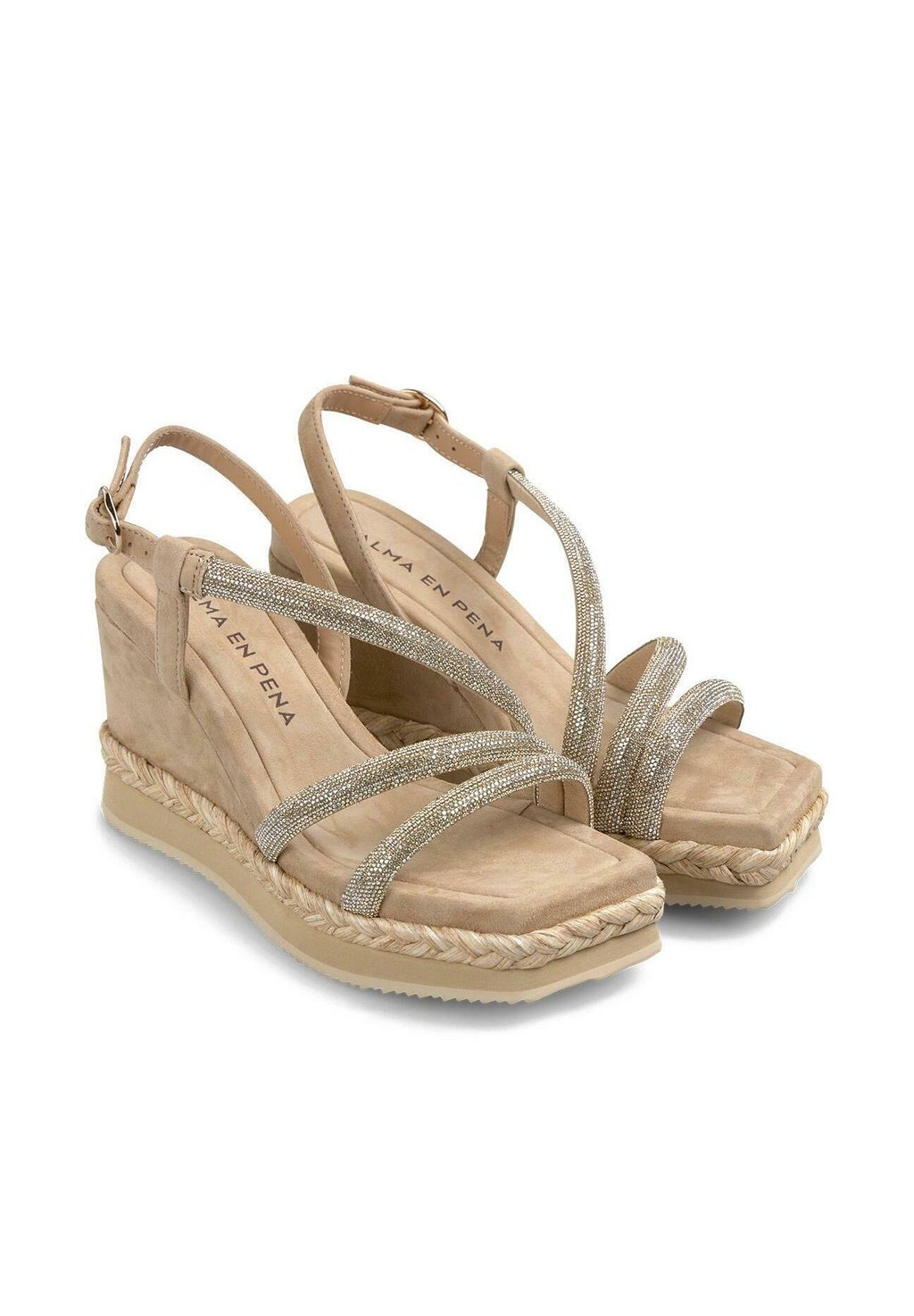 Босоножки на танкетке High heeled sandals Alma en Pena, бежевый — фото 3