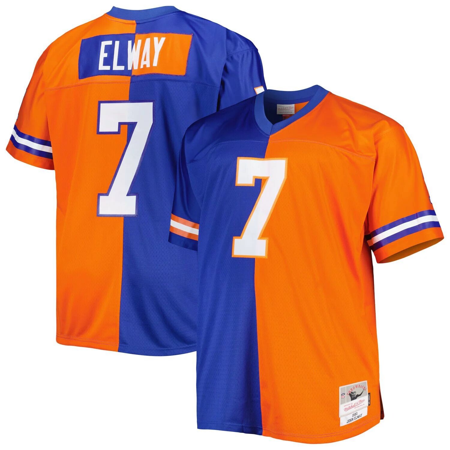 

Мужская футболка Mitchell & Ness John Elway Royal/Orange Denver Broncos Big & Tall Split Legacy Retired Player, реплика