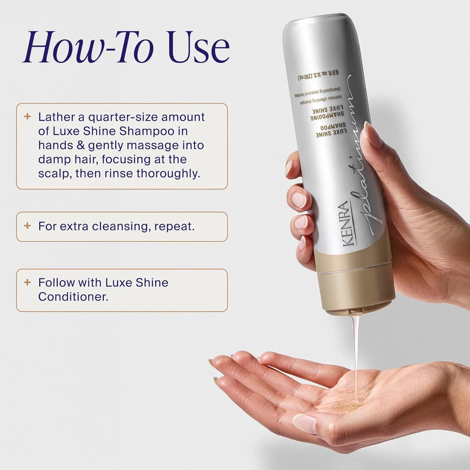 Кондиционер Kenra Platinum Luxe Shine | Высокий блеск | Разглаживающий кондиционер для вьющихся волос | Для тусклых волос | Без сульфатов | Безопасен для окрашенных волос 500 мл (2 шт.) — фото 3