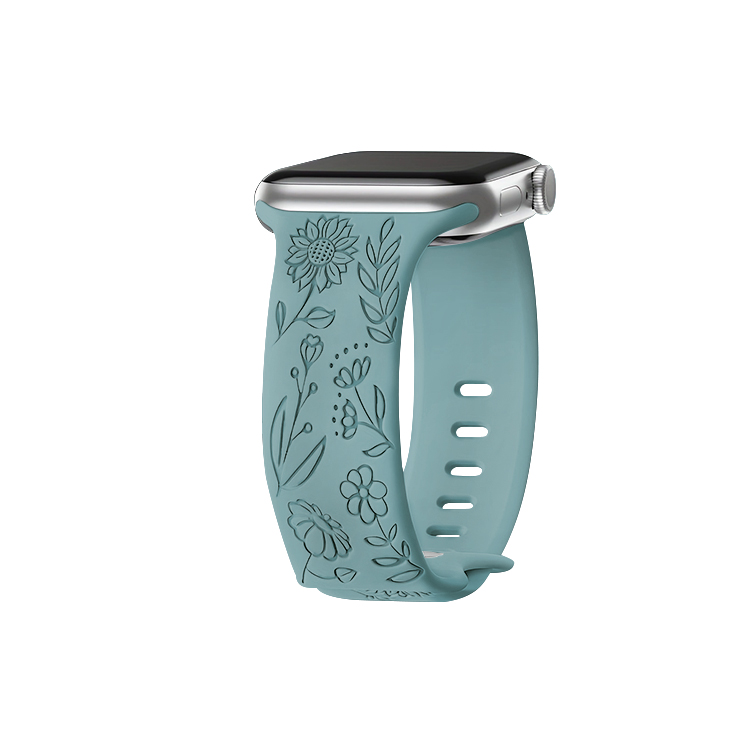 

Vobafe Часы Strap All Compatibility Silicone Material, Lake green|Sunflower-embossed double snap fastening